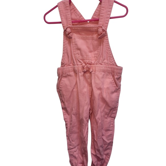 Falls Creek Kids Pink Denim Overalls 2T Adjustable Straps Pocket Accents Cute - Picture 1 of 6